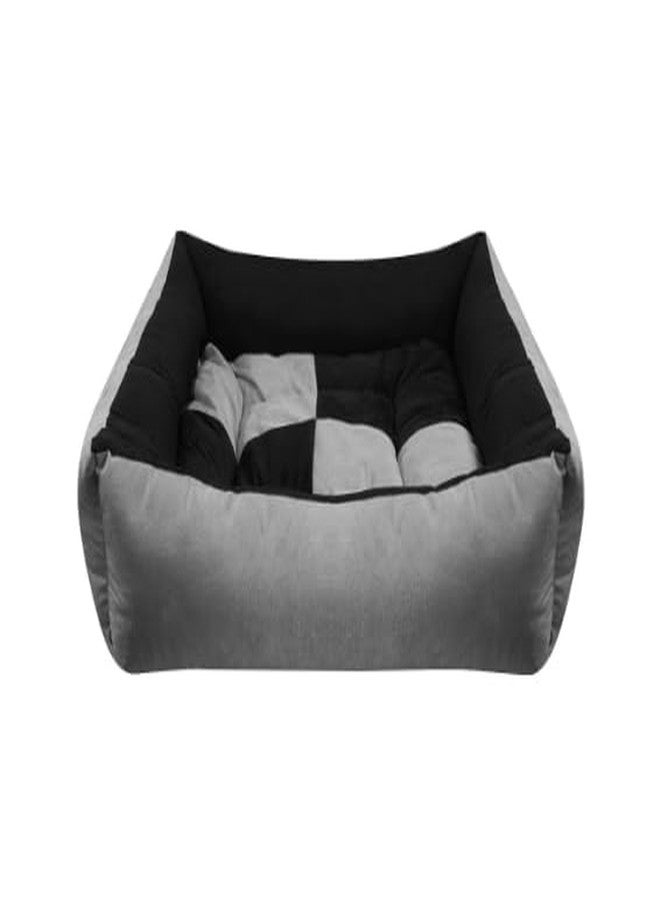 Gorgeous Reversible Super Soft Velvet Rectangular Cat Dog Pet Bed (LxWxH 60x45x22cm) (Small, Grey-Black) - Image 4